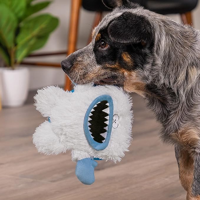goDog Holiday Collection Mixed Materials TPE-Plush Yeti Squeaky Dog Toy, Chew Guard Technology - White, One Size