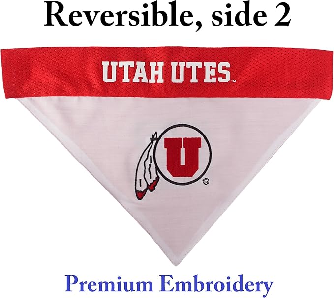 Pets First Collegiate Pet Accessories, Reversible Bandana, Utah Utes, Small/Medium