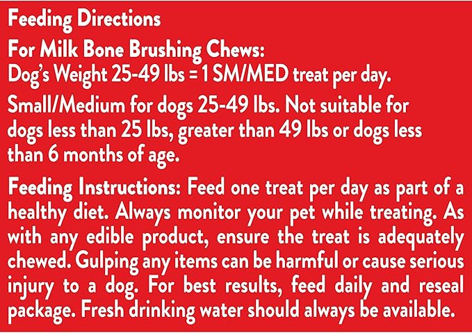 Milk-Bone Fresh Breath Brushing Chews, 25 Small/Medium Daily Dental Dog Treats Scrubbing Action Helps Clean Teeth