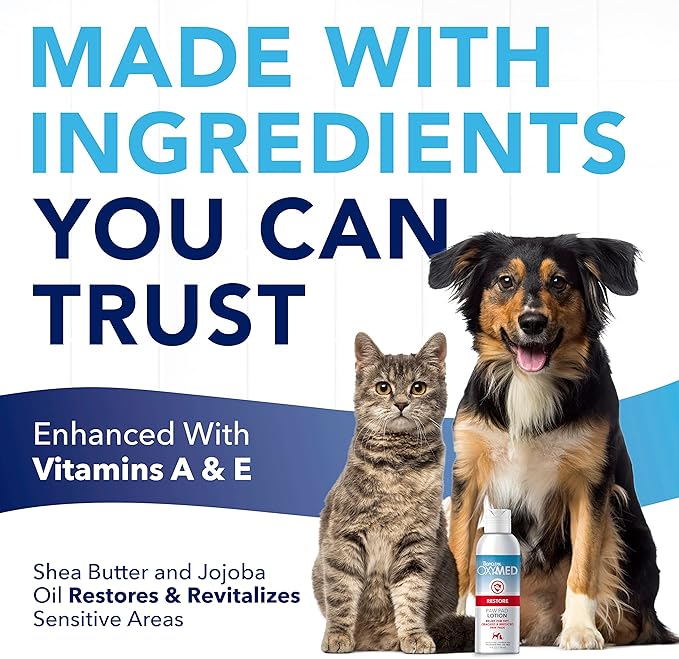 TropiClean Oxymed Paw Pad Cat & Dog Lotion for Dry Skin | Allover Skin Soother for Dogs & Cats | 4 oz