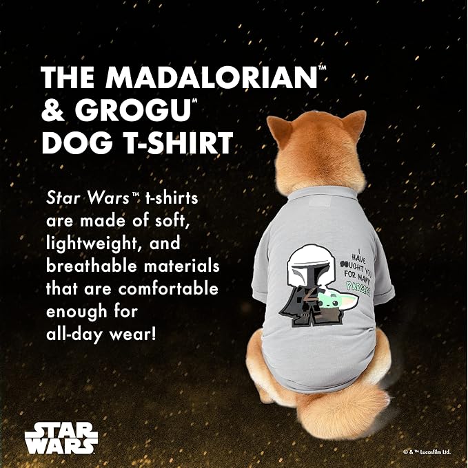 Star Wars for Pets The Mandalorian Dog T-Shirt, Extra Small (XS) | The Mandalorian & GROGU Tee Shirt for Dogs | Pet Apparel, Tee for Dogs, Grogu Shirt for Pets