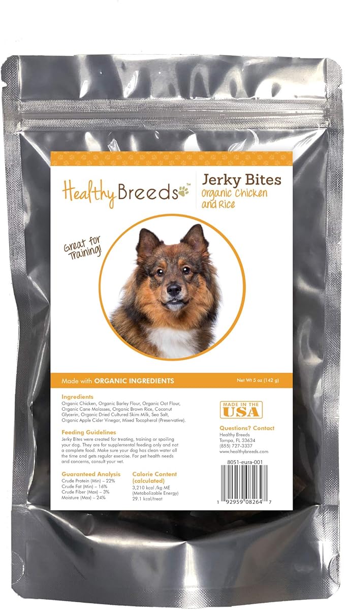 Healthy Breeds Eurasier Jerky Bites Chicken & Rice Recipe Dog Treats 5 oz
