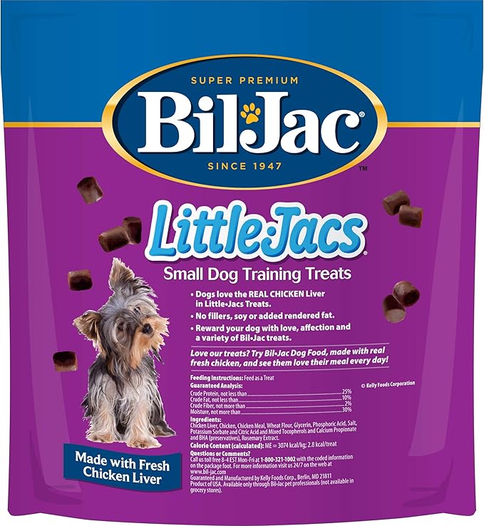 Bil-Jac Little Jacs Small Dog Training Treats - Soft Chicken Liver Dog Treats for Puppy Rewards - Real Chicken, No Fillers, 16oz Resealable Double Zipper Pouch (2-Pack)