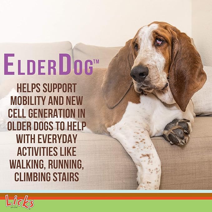 Licks Pill-Free ElderDog - Older Dog Vitamins and Supplements - Joint & Immune Support Supplements for Dogs - Dog Coat & Digestion Supplement for Senior Dogs - Gel Packets - Roasted Chicken, 10 Use