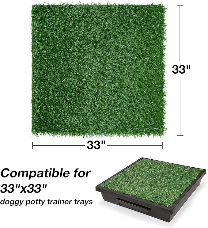 Replacement Dog Grass Pee Pad for Potty Training, Large Artificial Grass Patch for Potty Tray, Reusable & High Drainage - 33x33 Inches