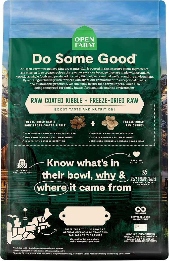 Open Farm RawMix Grain-Free Prairie Recipe for Dogs, includes Kibble, Bone Broth, and Freeze Dried Raw, Inspired by The Wild, Humanely Raised Protein and Non-GMO Fruits and Veggies, 20 lb