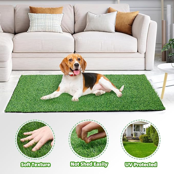 Loobani Dog Potty Grass Pad - 20.8x33.2 Artificial Grass Pee Pads for Dogs Potty Training Indoor Outdoor, Soft and Easy Cleaning Fake Grass Mat for Pets