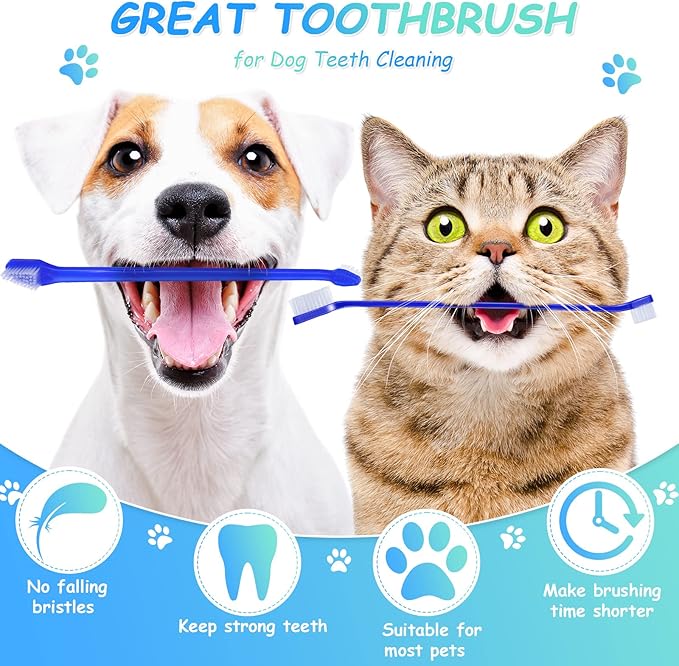 80 Pcs Small Dog Toothbrush Pet Tooth Brush Dual Headed Dental Hygiene Brushes Soft Grooming Bristles Long Handle Tooth Brush for Cat Puppy Kitten Teeth Cleaning Dental Oral Cleaning