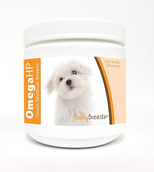 Healthy Breeds Maltese Omega HP Fatty Acid Skin and Coat Support Soft Chews 60 Count