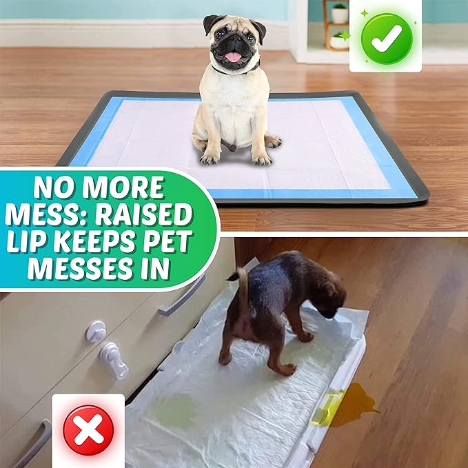 Skywin Dog Pad Holder Tray for 27.5 x 44 Inches Training Pads (Grey) - Easy to Clean and Store Perfect for Dog Potty Tray – Silicon Wee Wee Pad Holder, No Spill Pee Pad Holder for Dogs