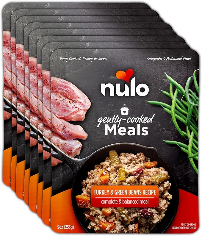 Nulo Gently-Cooked Meals Complete and Balanced Adult Wet Dog Food, Turkey & Green Bean, 9 Ounce, 8 Count