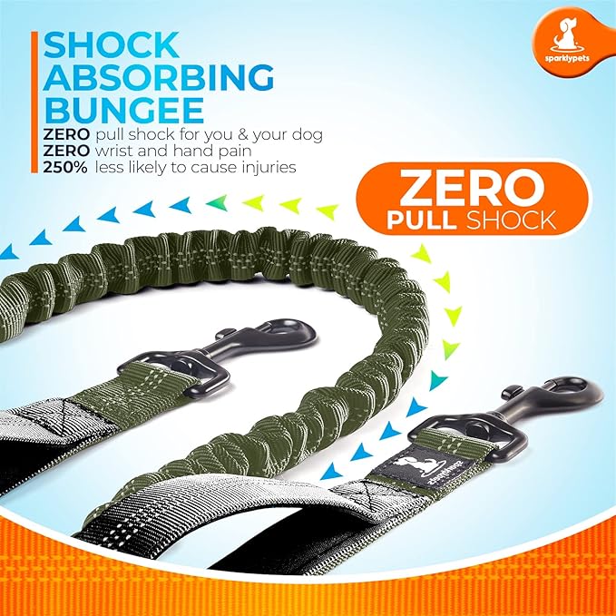 SparklyPets Hands Free Dog Leash with Reflective Stitches – Waist Leash for Dog Walking, Training & Jogging – Running Leash Hands Free for Medium & Large Dogs