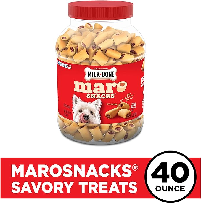 Milk-Bone MaroSnacks Dog Treats, Beef, 40 Ounce with Real Bone Marrow and Calcium