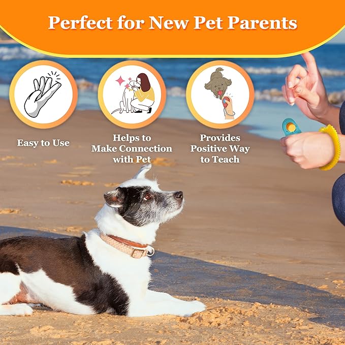 2-Pack Dog Clicker for Training with Wrist Bands, 2 Inches Multicolor, Pet Cat Dog Training Clickers & Behavior Support, Convenient and Effective Clicker Training Tools for Puppy or Cat