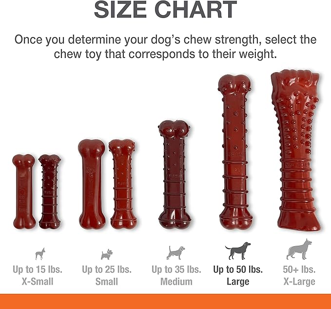 Nylabone Power Chew Classic Bone Chew Toy for Dogs, Durable Dog Toys for Aggressive Chewers, Basted Blast Bacon & Steak Flavor, Large/Giant (1 Count)