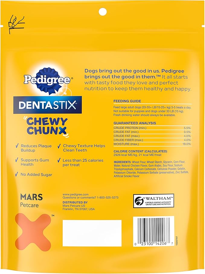 PEDIGREE DentaStix Chewy Chunx Dental Treats, Large Dog – 13.5 oz