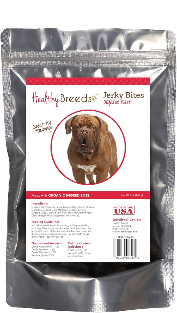 Healthy Breeds Dogue de Bordeaux Jerky Bites Beef Recipe Dog Treats 5 oz