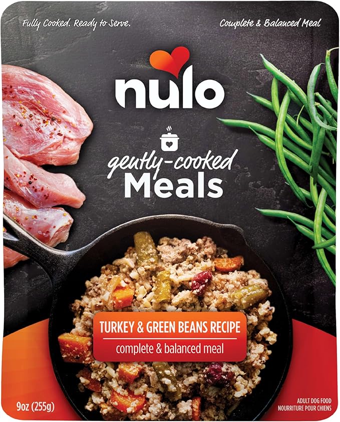 Nulo Gently-Cooked Meals Complete and Balanced Adult Wet Dog Food, Turkey & Green Bean, 9 Ounce, 8 Count