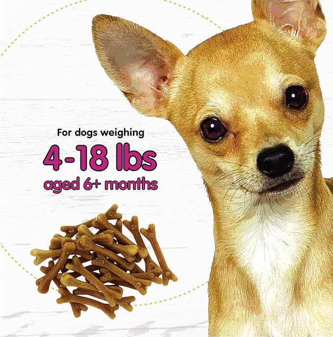 NATURALS Belly Bones for Dogs, 21 Yogurt Flavor Mini Dog Dental Treats (Made in USA) - 21 Count Dog Treats for Small Dogs - Plaque and Tartar Control for Fresh Breath, Digestive Health Support