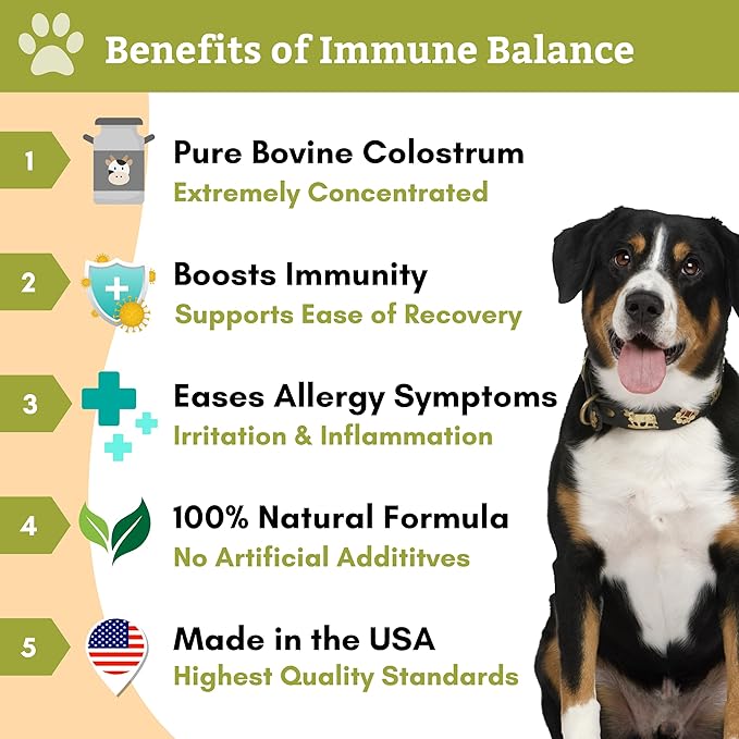 Wholistic Pet Organics Immune Balance: Dog Seasonal Allergy Relief, Colostrum for Dogs, Itching Relief for Dogs, Dog is Human Multivitamin Itch Relief, Dog Allergy Relief, Mother's First Milk Powder
