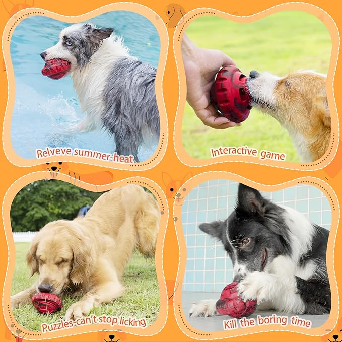 Dog Toys to Keep Them Busy,Frozen Treat Dog Enrichment Toys,Slow Food Training to Relieve Boredom and Stimulating,Dog Puzzle Treat Food Dispensing Ball Toy for Small Medium Large Dogs