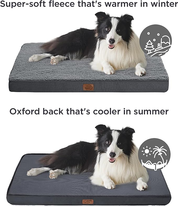 Bedsure Extra Large Dog Crate Bed - Big Orthopedic Waterproof Dog Beds with Removable Washable Cover for Large Dogs, Egg Crate Foam Pet Bed Mat, Suitable for Dogs Up to 100 lbs, Black