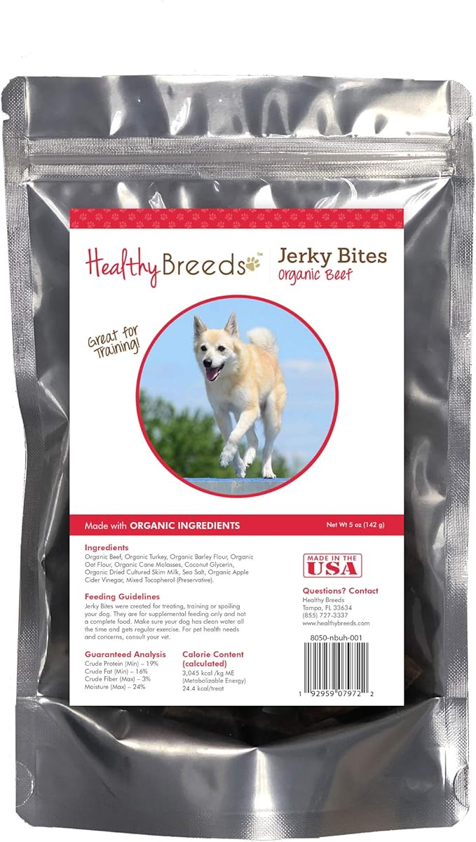 Healthy Breeds Norwegian Buhund Jerky Bites Beef Recipe Dog Treats 5 oz