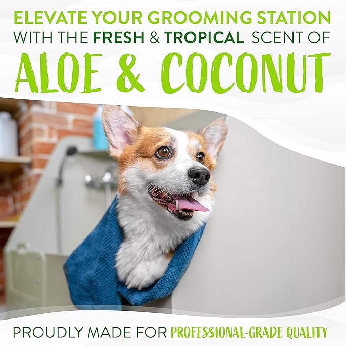 TropiClean Aloe & Coconut Deodorizing Dog Shampoo for Smelly Dogs | Odor Control Shampoo for Stinky Dogs | Natural Pet Shampoo Derived from Natural Ingredients | Cat Friendly | Made in the USA | 1 gal