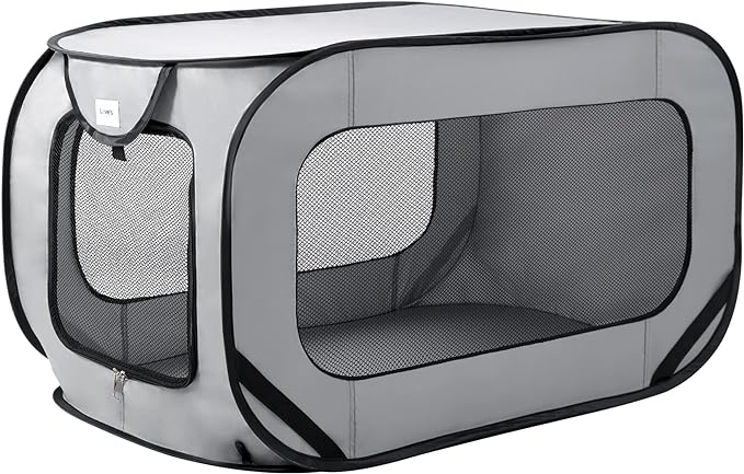 Love's cabin 36in Portable Large Dog Bed - Pop Up Dog Kennel, Indoor Outdoor Crate for Pets, Portable Car Seat Kennel, Cat Bed Collection, Grey