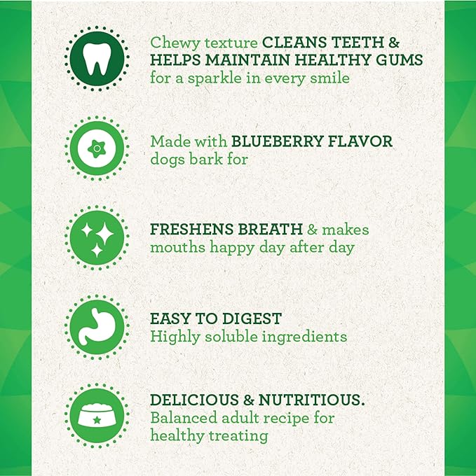 Greenies Petite Natural Dental Care Dog Treats Blueberry Flavor, 12 oz. Pack (20 Treats)