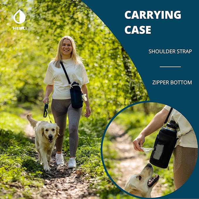 Dog Water Bottle, Insulated Dog Travel Water Bottle, Stainless Steel Pet Water Bottle Dispenser Portable Food and Water Bowl for Dogs with Carrying Case for Walking Dog Canteen Travel Kit
