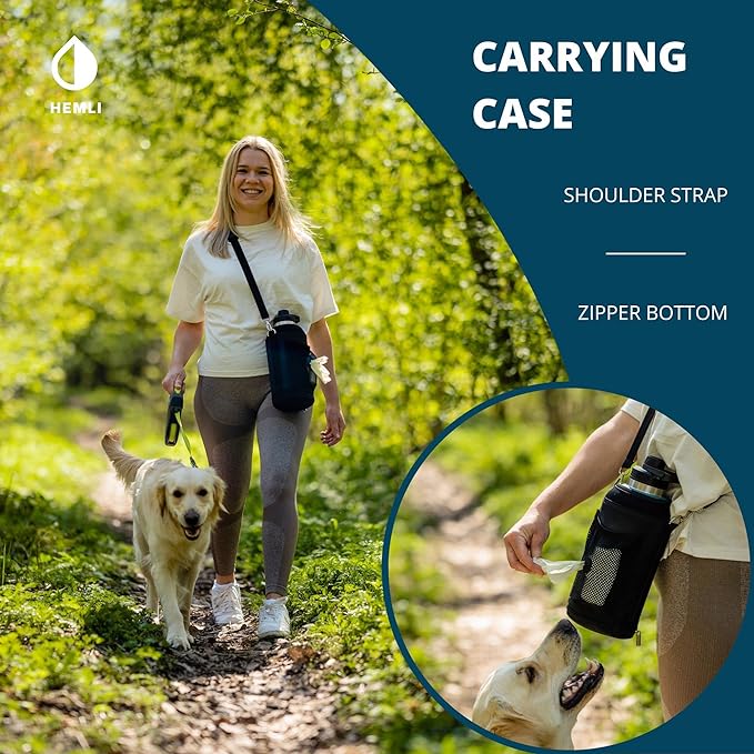 Dog Water Bottle, Insulated Dog Travel Water Bottle, Stainless Steel Pet Water Bottle Dispenser Portable Food and Water Bowl for Dogs with Carrying Case for Walking Dog Canteen Travel Kit