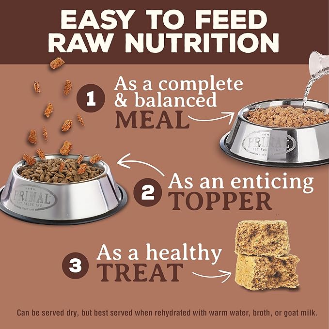 Primal Freeze Dried Dog Food Nuggets, Pork; Complete & Balanced Meal; Also Use as Topper or Treat; Premium, Healthy, Grain Free, High Protein Raw Dog Food, 5.5 oz