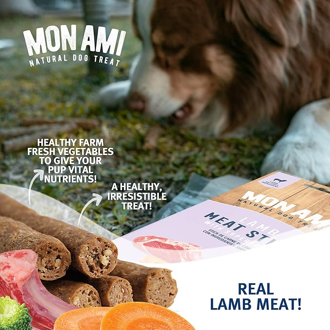 Mon Ami Lamb Meat Sticks for Dogs with Farm Fresh Vegetables (28 Oz) – Human Grade Dog Treats with Superfoods - Training Treats for Dogs - Healthy Dog Treats for Small, Medium and Large Dogs