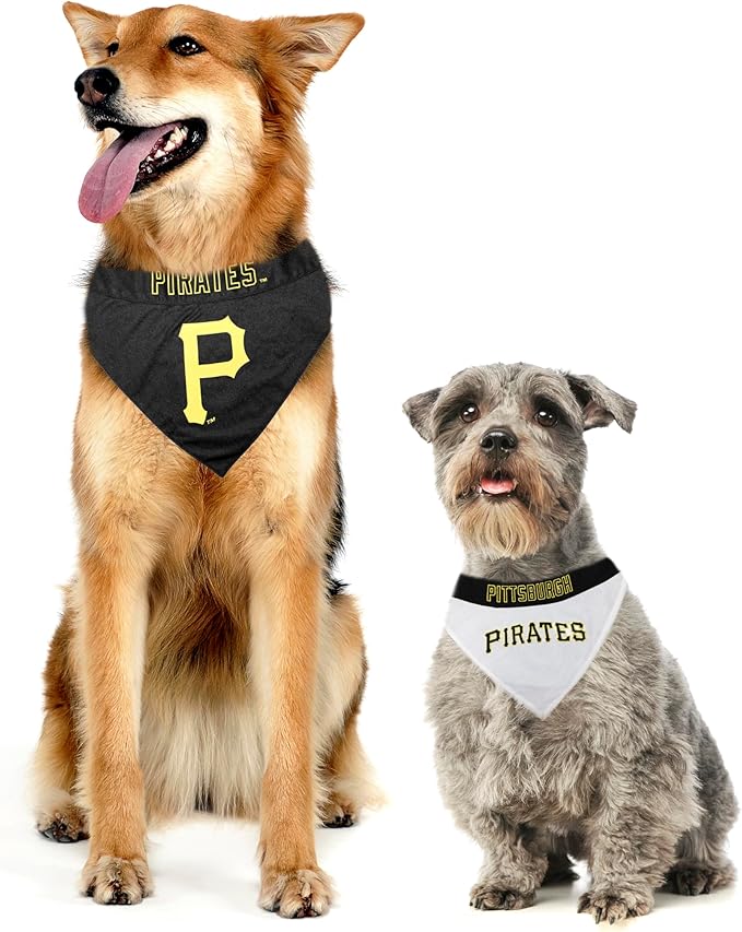 Pets First PIR-3217-L-XL MLB Pittsburgh Pirates Reversible Pet Bandana, Large/X-Large, MLB Team Color