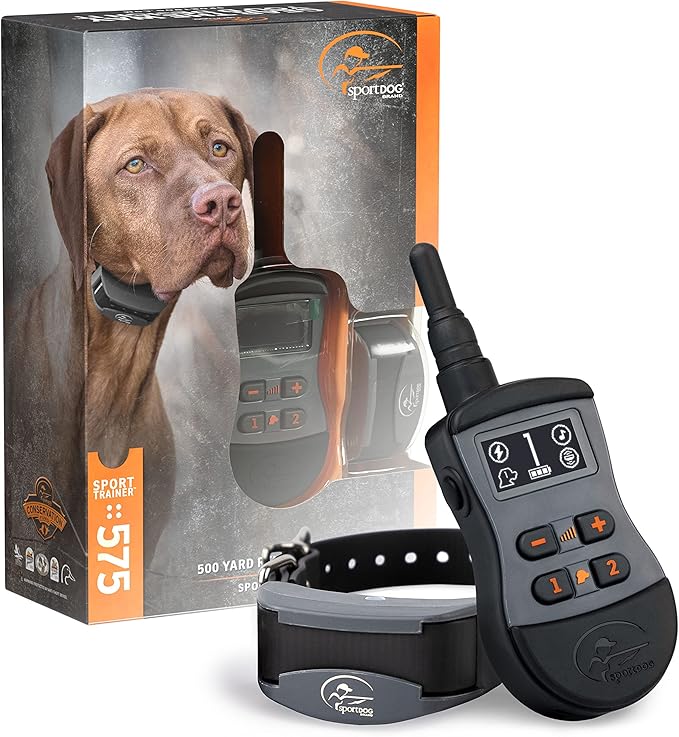SportDOG Brand SportTrainer 575 Dog Training Collar - 500 Yard Range - Bright, Easy to Read OLED Screen - Waterproof, Rechargeable Remote Trainer with Tone, Vibration, and Static, Black