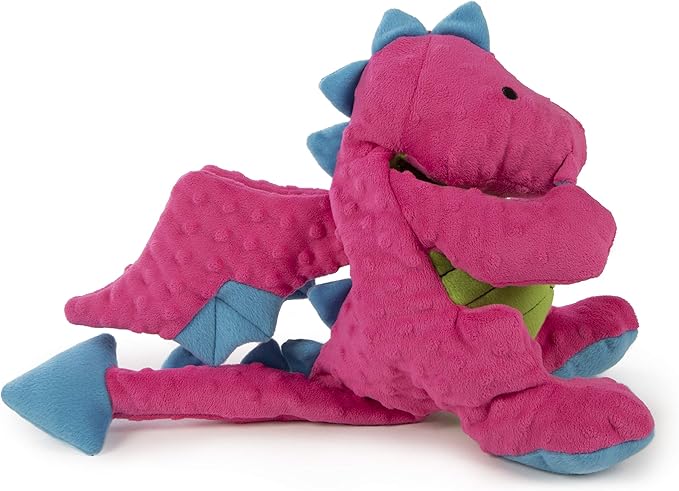 goDog Bubble Plush Dragons Squeaky Dog Toy, Chew Guard Technology - Pink, Extra Large