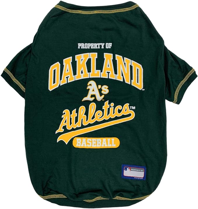 MLB Oakland Athletics Dog T-Shirt, Large. - Licensed Shirt for Pets Team Colored with Team Logos. - Premium Stretchable Materials for The Comfort of Your Dog & cat.