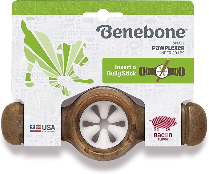 Benebone Pawplexer Interactive Treat Dispensing Tough Dog Puzzle Chew Toy, Made in USA, Small, Real Bacon Flavor