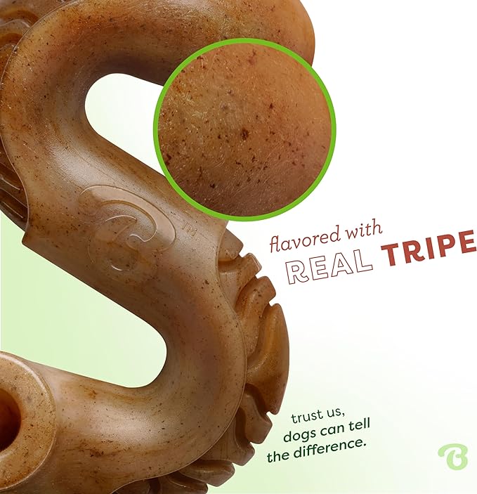Benebone Tripe Bone Durable Dog Chew Toy for Aggressive Chewers, Real Tripe, Made in USA, Medium