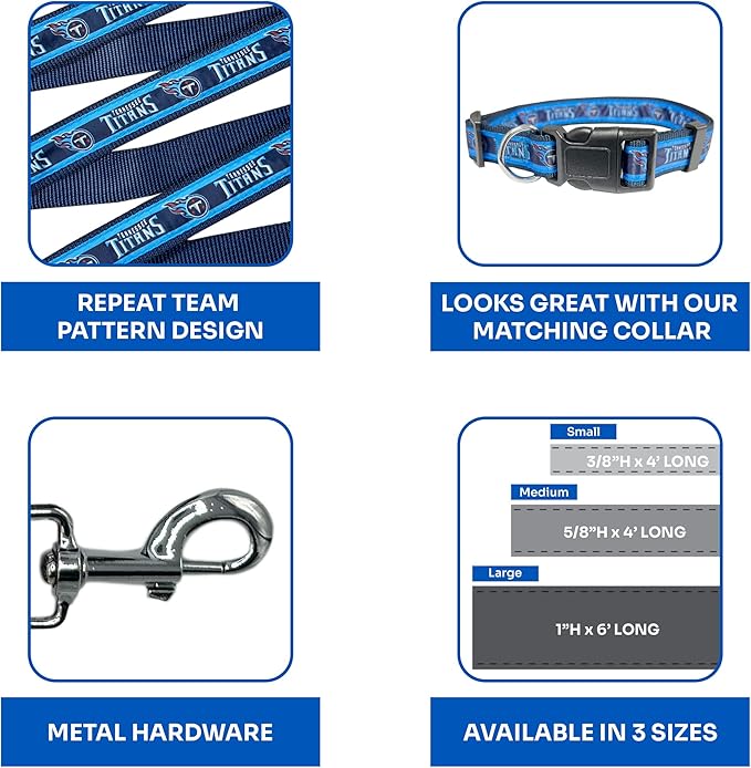 NFL PET Leash Tennessee Titans Dog Leash, Small Football Team Leash for Dogs & Cats. A Shiny & Colorful Cat Leash & Dog Leash Licensed by The NFL