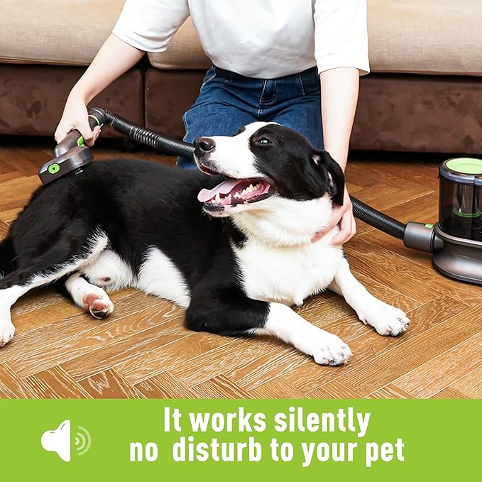 Pet Clipper Grooming & Pet Grooming Vacuum Kit,Low Noise Technology Picks Up 99% Pet Hair,4 in 1 Proven Grooming Tools,1.2L Capacity Pet Hair Dust Cup (without Grooming Clippers)