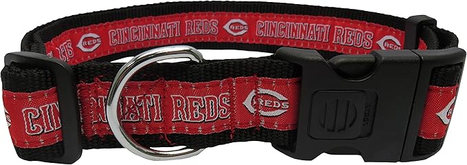 MLB Cincinnati Reds Licensed PET COLLAR- Heavy-Duty, Strong, and Durable Dog Collar. Available in 29 Baseball Teams and 4 Sizes