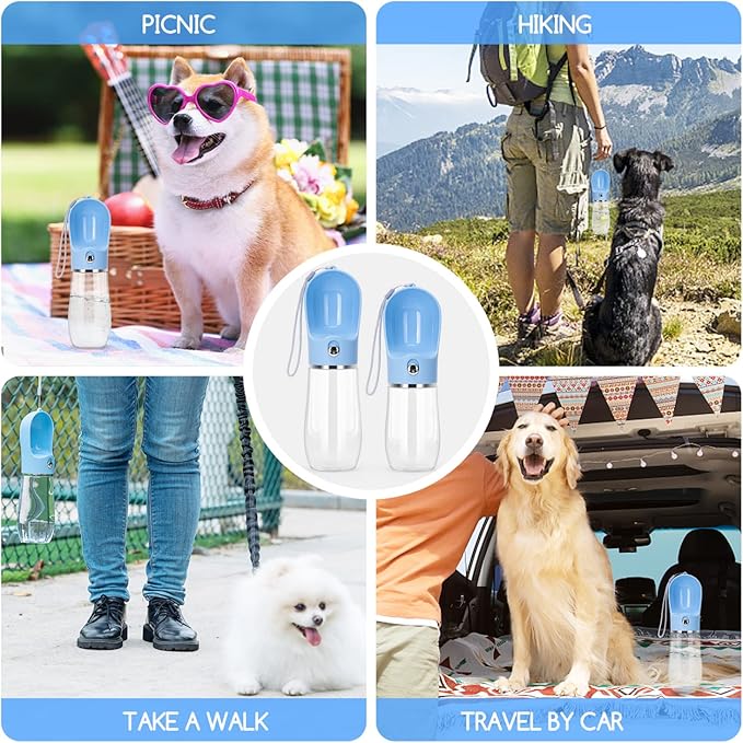 Nobleza Dog Water Bottle, Leak Proof Portable Pet Water Bottle Dispenser Puppy Water Bottle for Outdoor Walking, Hiking, Travel, Food Grade Plastic (17oz, Blue)