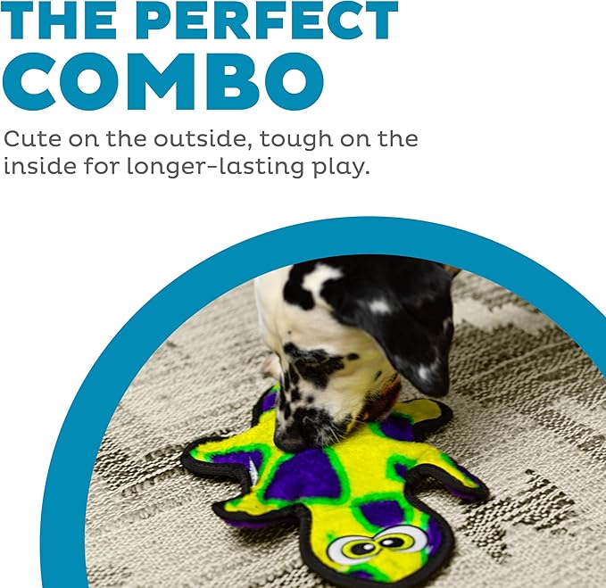 Outward Hound Durablez Tough Plush Squeaky Dog Toy, Gecko, Green, Medium