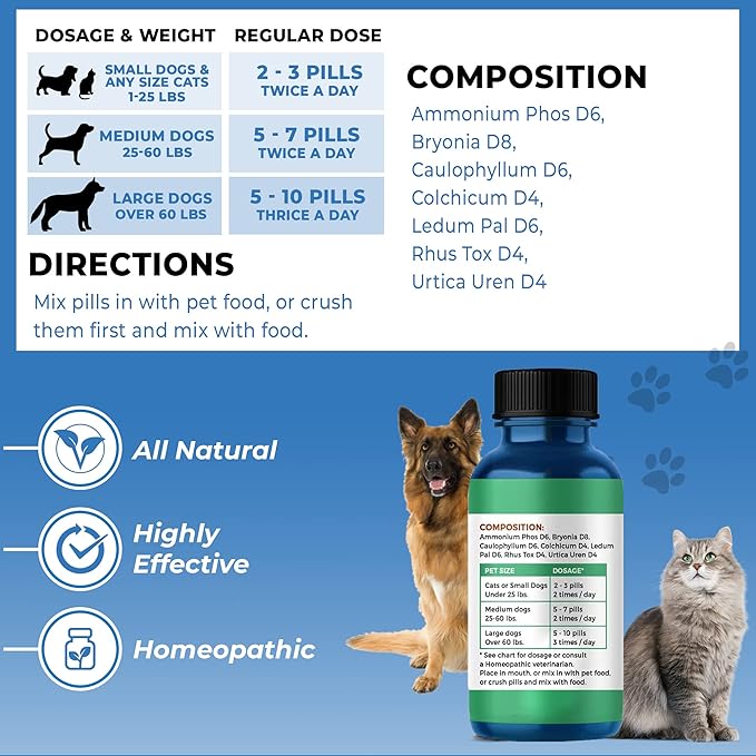 BestLife4Pets Walk-Easy Hip and Joint Supplement for Dogs & Cats - Arthritis Pain Relief and Anti-inflammatory Support Pills for Dogs & Cats Joint Pain Relief - Easy to Use Natural Pills