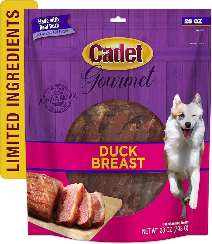 Cadet Gourmet Duck Breast Dog Treats - Healthy & Natural Dog Training Treats for Small & Large Dogs - Inspected & Tested in USA (28 oz.)