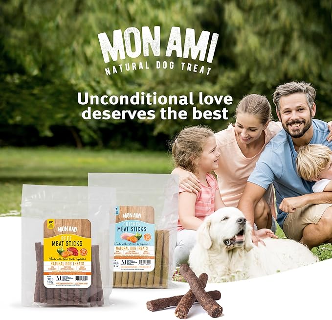 Mon Ami Beef Meat Sticks for Dogs with Farm Fresh Vegetables (11 Oz) – Human Grade Dog Treats with Superfoods - Training Treats for Dogs - Healthy Dog Treats for Small, Medium and Large Dogs