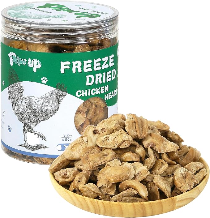 Freeze Dried Chicken Heart Pet Treats, High Protein Freeze-Dried Pet Food for Dogs, Cats, Fresh Ingredient, 3.2oz, Rawhide Free, Gluten&Grain Free