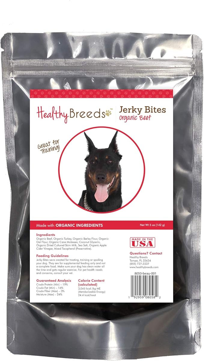 Healthy Breeds Beauceron Jerky Bites Beef Recipe Dog Treats 5 oz